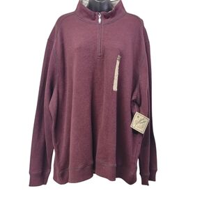 Paradise Collection Men's Sweater Burgundy Cotton 1/4 Zip Pullover Size XXL NWT